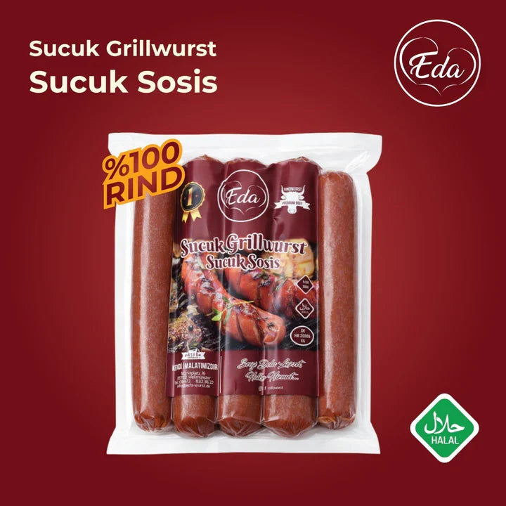 12er-Pack Halal-Rindswürste + GRATIS Ölsprüher